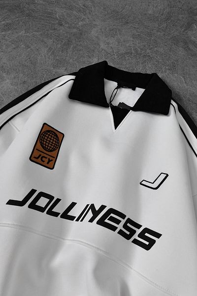 Slatra Ανδρικό φούτερ με λευκό Jolliness με στάμπα Polo Neck Oversize Jersey