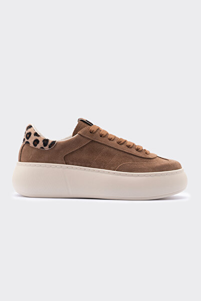 SHOEMARK Mappa Camel Süet Hakiki Deri  Bağcık Detaylı KadınSneaker