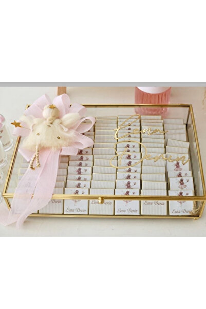 Çemrek Süs Parti Cam Kutuda İsimli Bebek Çikolatası 100'lü