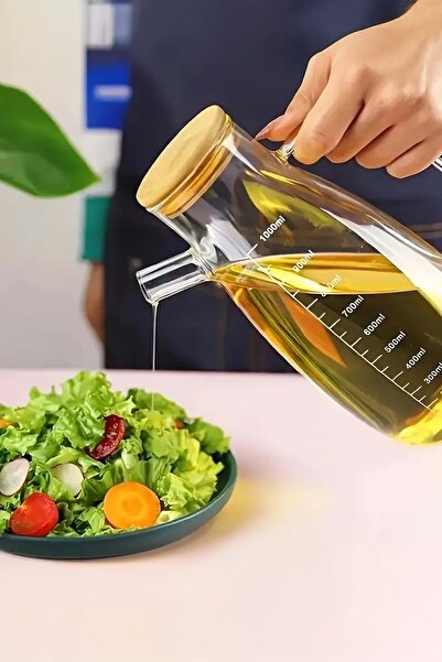 Jenisa Borosilicate Glass Oil Pot with Bamboo Lid 1000 ml