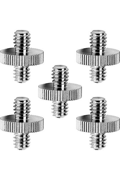 Choice 5pcs 1/4" Male to 1/4" Male Threaded Metal Adapter 1/4 Inch Double Male Screw Adapter Supports Tripo