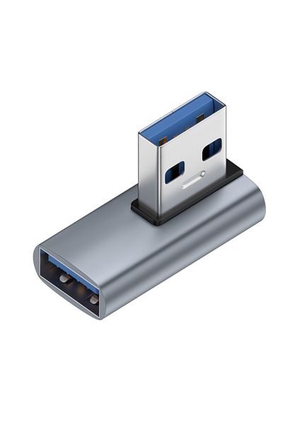 Choice محول تمديد USB 3.0 ذكر إلى أنثى بزاوية قائمة بزاوية 90 درجة منحني في المنتصف من الأمام مع كوع USB لأعلى