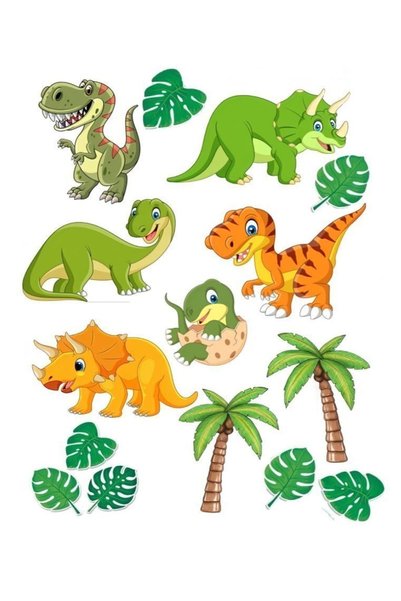 hediyehobihersey Cute Dinosaurs 1 Sheet A4 Edible Pastry Cookie Sugar Pulp Paper Print