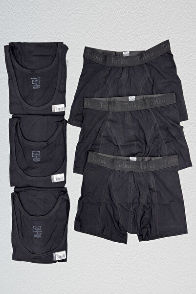 BEYAZTOPTAN Чоловічі трикотажні боксери з лікрами, чорні, 6 штук в комплекті