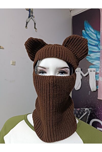 galaxyboutique Kahverengi Kulaklı Kar Maskesi Bere