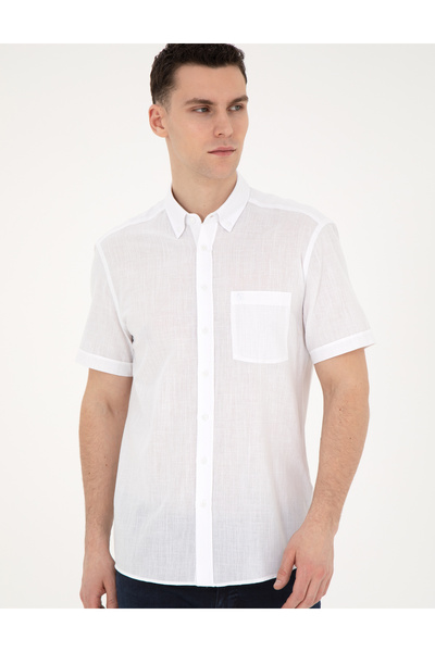 Pierre Cardin Beyaz Regular Fit Kısa Kollu Gömlek 50284267-VR013