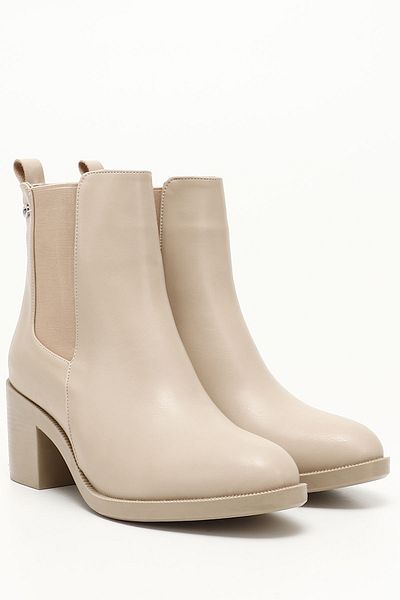 GÖNDERİ(R) Women's Nude Thick Heeled Chelsea Boots
