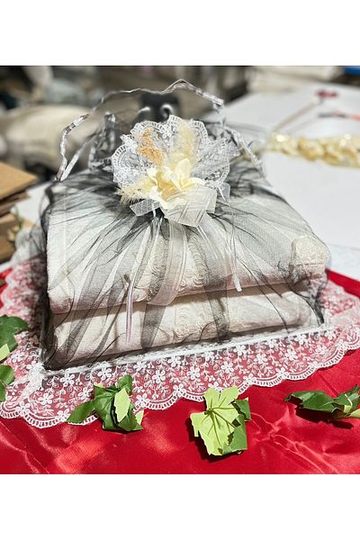 Çt Çeyizci Tekstil Σατέν Δαντέλα Τριαντάφυλλα Δαντέλα Ειδικού Σχεδιασμού Πακέτο - Περίτεχνη Υπόσχεση Αρραβώνα Τσάντα Προίκας 50x40