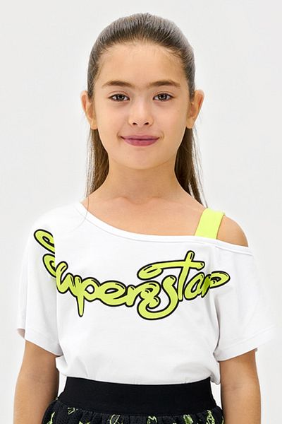 Panço Weißes T-Shirt für Mädchen mit Banddetail am Kragen