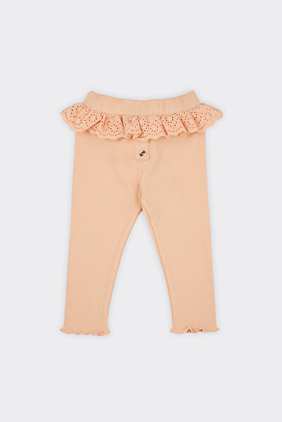 Panço Kız Bebek Dantel Detaylı Somon Tayt