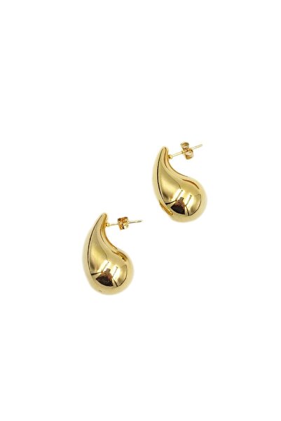 Güler Yüzlü Silver Steel Bomb Tear Drop Earrings - Gold Yellow