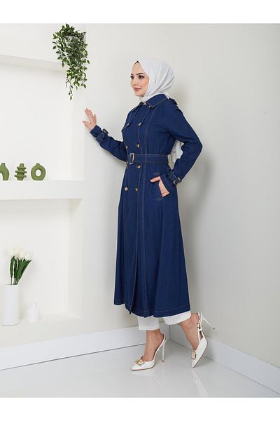 Doque Blugi de vară Jumătate Araboy Femei Top Coat Cap Wear Double Button 54026
