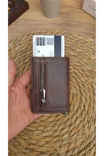 GoGoPlus Boise Crayze Unisex Genuine Leather Mechanized Wallet - Brown