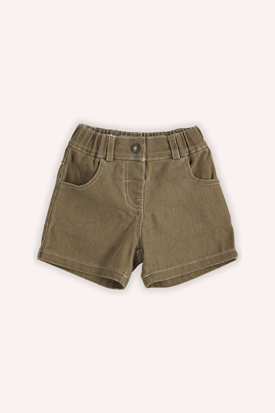 Panço Kız Bebek Beli Lastikli Camel Kot Şort