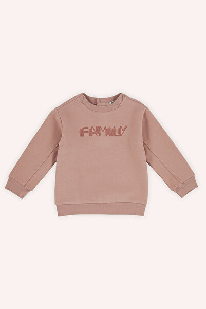 Panço Erkek Bebek Nakışlı Gül Rengi Sweatshirt