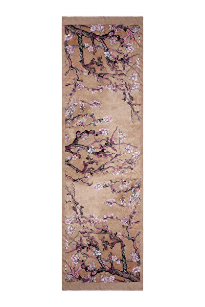 Bursa İpek Camel Almond Flower Silky Scarf