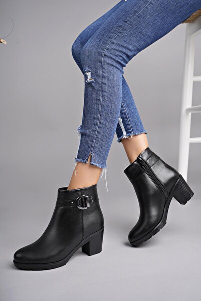 Diego Carlotti Hakiki Deri Kadın Günlük Klasik Topuklu Bot DC2620