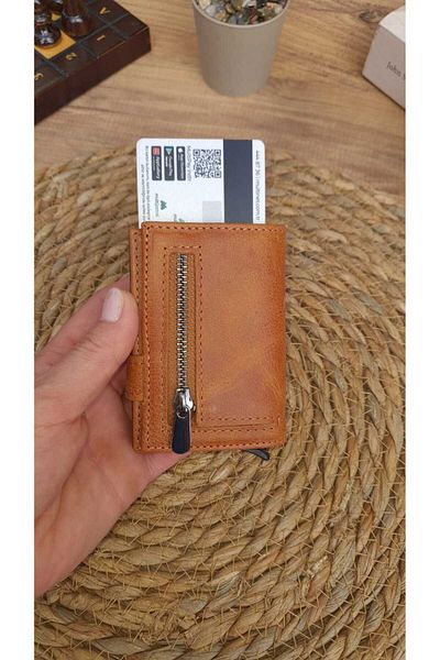 GoGoPlus Boise Crayze Unisex Tan Wallet - Genuine Leather and Mechanism