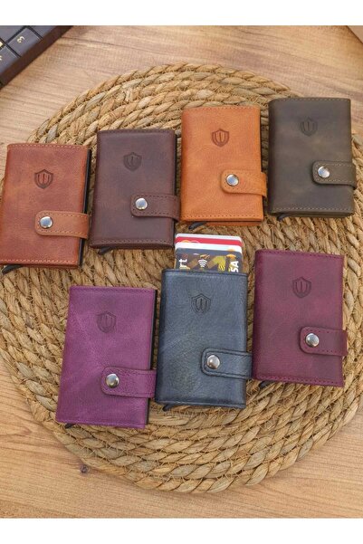 GoGoPlus Boise Crayze Unisex Genuine Leather Mechanized Wallet - Brown