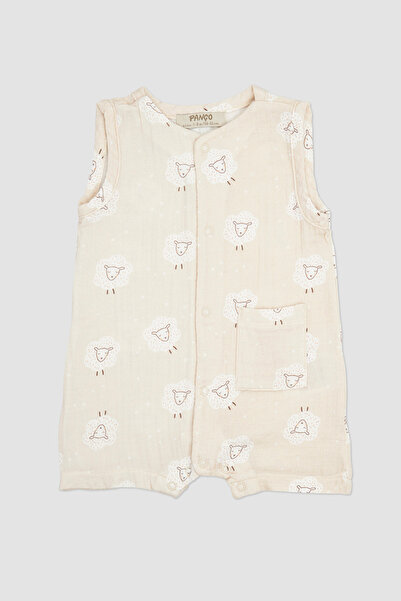 Panço Erkek Bebek Müslin Bej Tulum