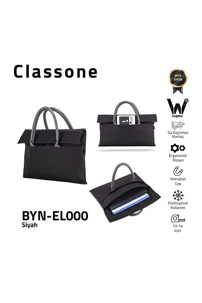 Classone حقيبة كمبيوتر محمول Yerdevirici مقاس 13-14 بوصة - ماك بوك إير، حقيبة حمل نوت بوك - أسود
