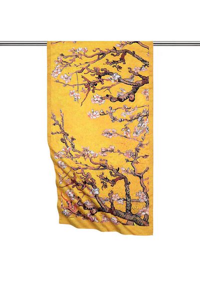 Bursa İpek Dark Gold Almond Flower Silky Scarf