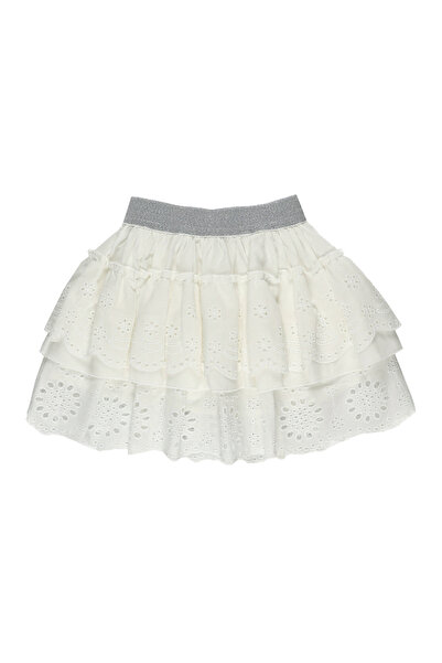 Panço Kız Beyaz Dokuma Etek
