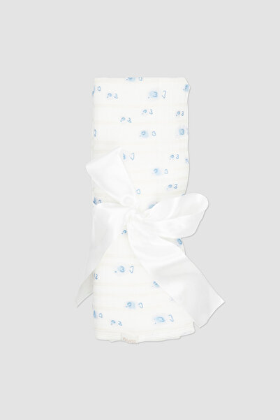 Panço Yenidoğan 80*80 cm Baskılı Ekru Müslin Battaniye