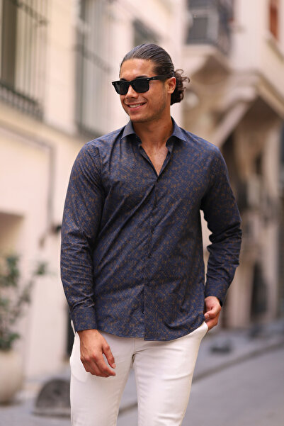 PASSERO Regular Fit Baskılı Likra Gömlek