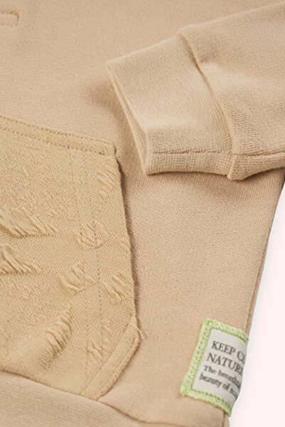 Panço Baby Boy Hooded Beige Sweatshirt