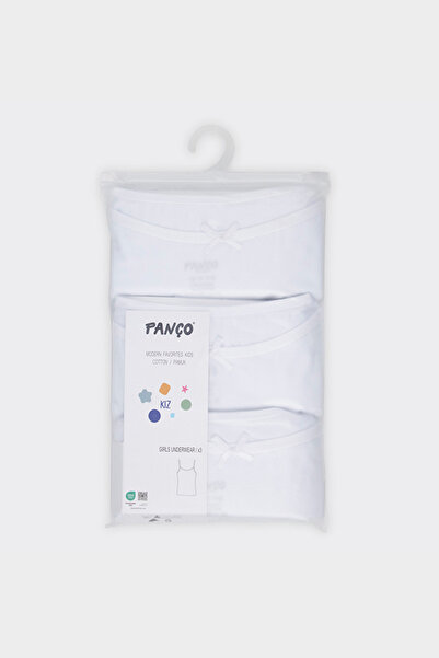 Panço Kız Çocuk İp Askılı 3'lü Beyaz Atlet - İç Giyim