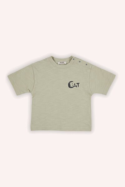 Panço Erkek Bebek Baskı Detaylı Açık Haki Tişört