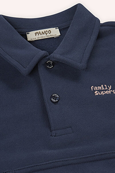 Panço Erkek Bebek Düğmeli Lacivert Sweatshirt