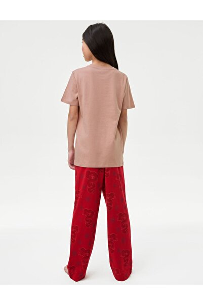 Marks & Spencer Saf Pamuklu Kısa Kollu Desenli Pijama Takımı (1-16 Yaş)