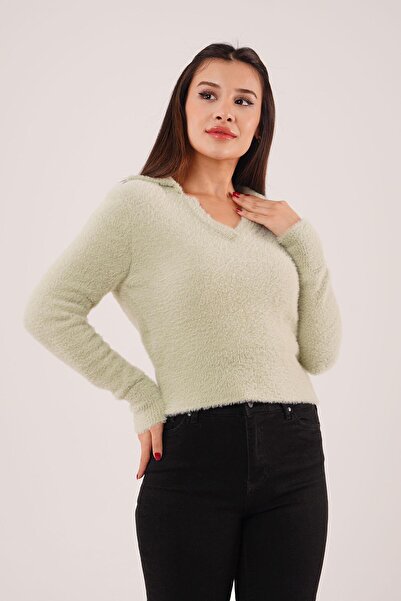 Hipo Trend سترة كاكي بياقة بولو ولحية ناعمة