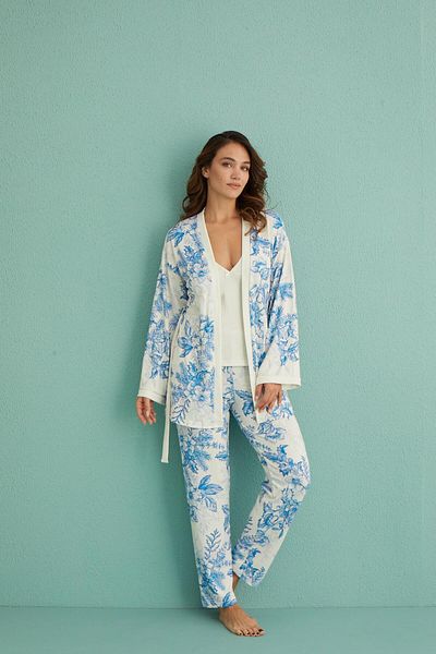 gd goldoremi 14401-4 Women's Thermal Fabric 3-Piece Dressing Gown Pajamas Set