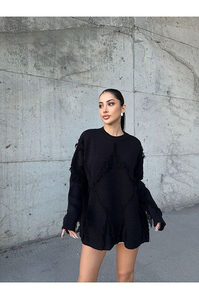 kenza'a Pulover oversize pentru damă, cu detaliu de frânghie