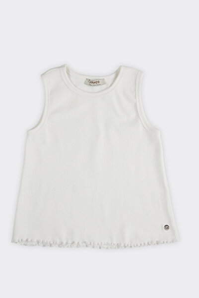 Panço Kız Çocuk Metal Aksesuarlı Ekru Atlet