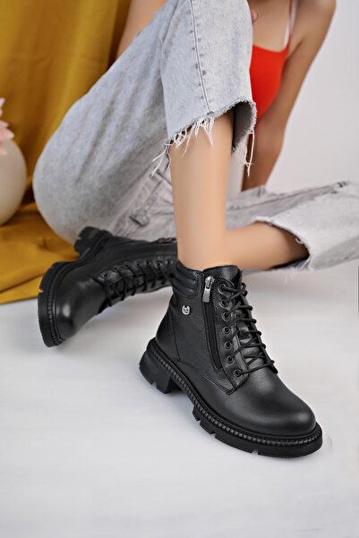 Diego Carlotti Hakiki Deri Kadın Günlük Fermuarlı Bot DC2619