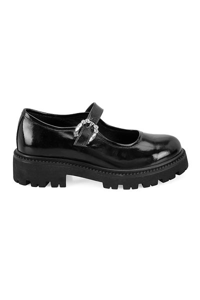 Desa Pantofi de damă negri cu cataramă reglabilă din piele