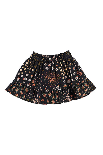 Panço Baby Girl Patterned Black Skirt