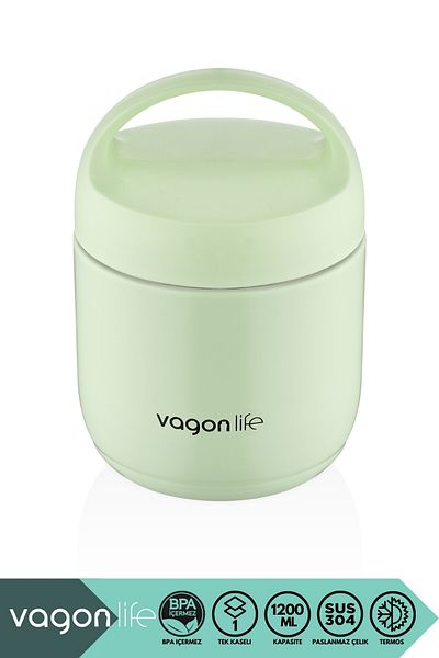 Vagonlife Bento 1200ml 1 Bowl 4-6 Hour Steel Lunch Box with Thermos Feature