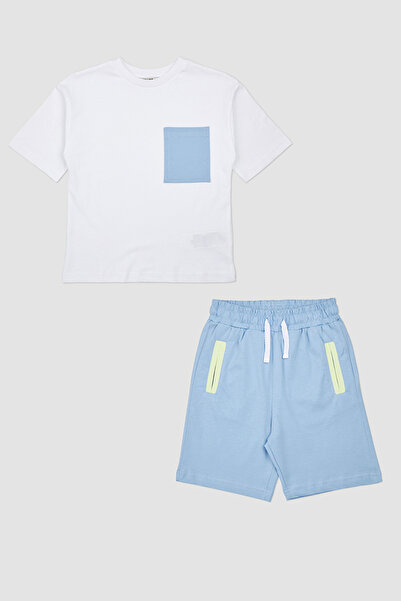 Panço Μπλε και άσπρο Σετ 2 τεμαχίων για αγόρι με σορτς