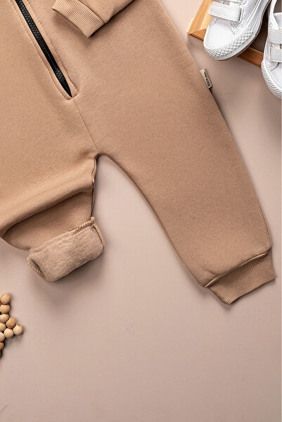 Beniizle Children's Winter 3 Thread Raised Zippered Jumpsuit