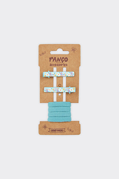 Panço Kız Çocuk Mavi Lastik Ve Pens Toka Set