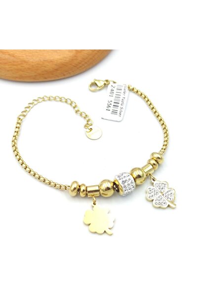 Güler Yüzlü Silver Steel Swinging Clover Ball Bracelet
