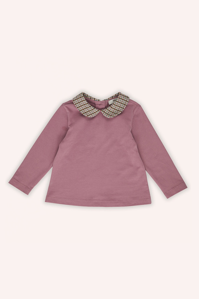 Panço Kız Bebek Bebe Yakalı Gül Kurusu Tişört