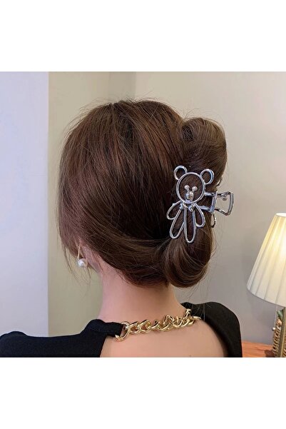 DarkellaStore هاراجوكو لوليتا - مشبك معدني على شكل دب دب، مشبك دب، مشبك فضي