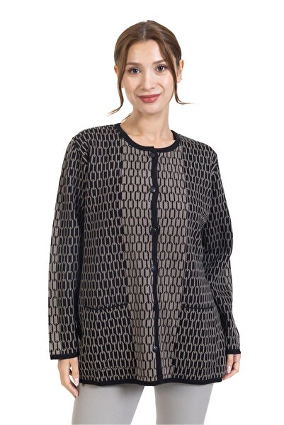 Mutlu City سترة نسائية شتوية محبوكة ضيقة منسوجة بأزرار وسلسلة منقوشة للموسم ا...