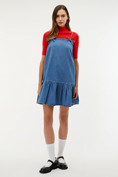 Mudo VOLANLI ASKILI MİNİ JEAN ELBİSE
